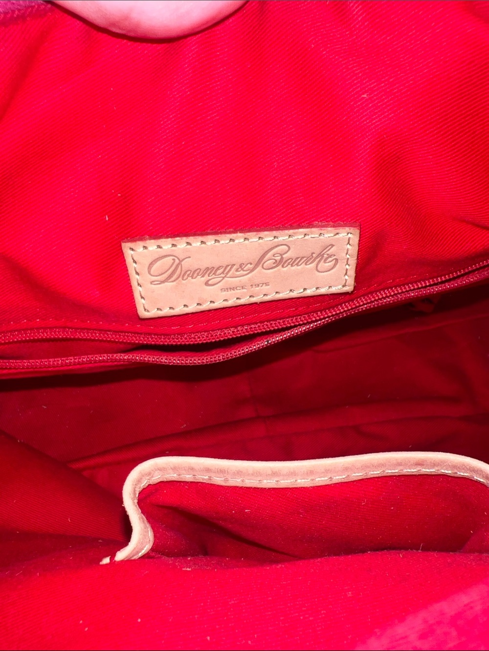 Dooney & Bourke Pink Patent Leather Tote with Tan Handles - Picture 5 of 6